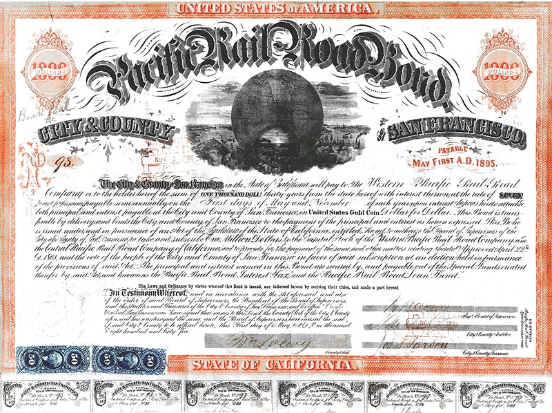Pacific Railroad bond
