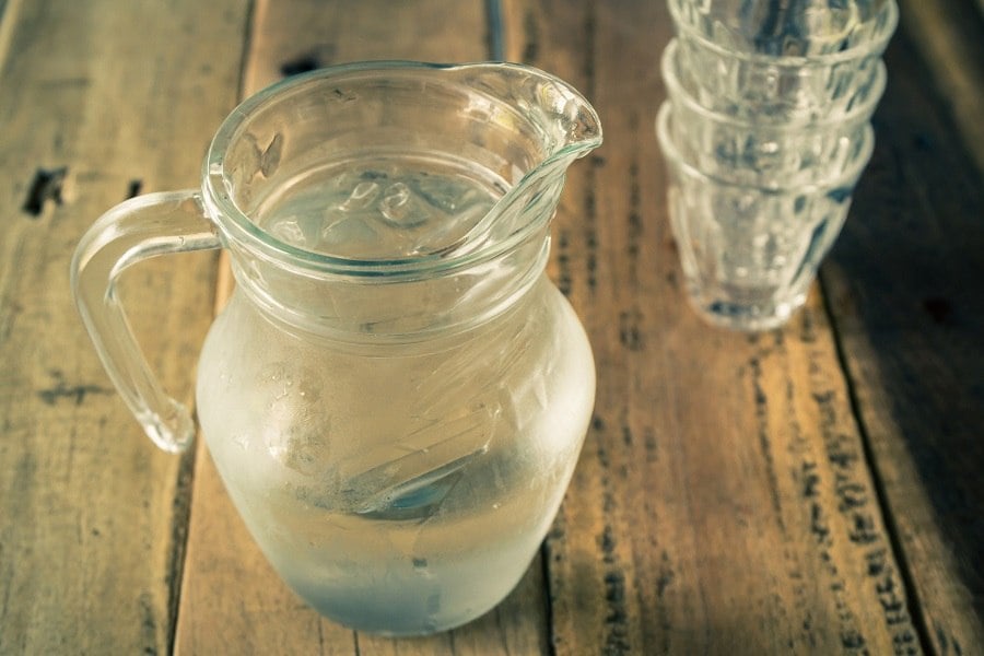 Glass pitcher of water