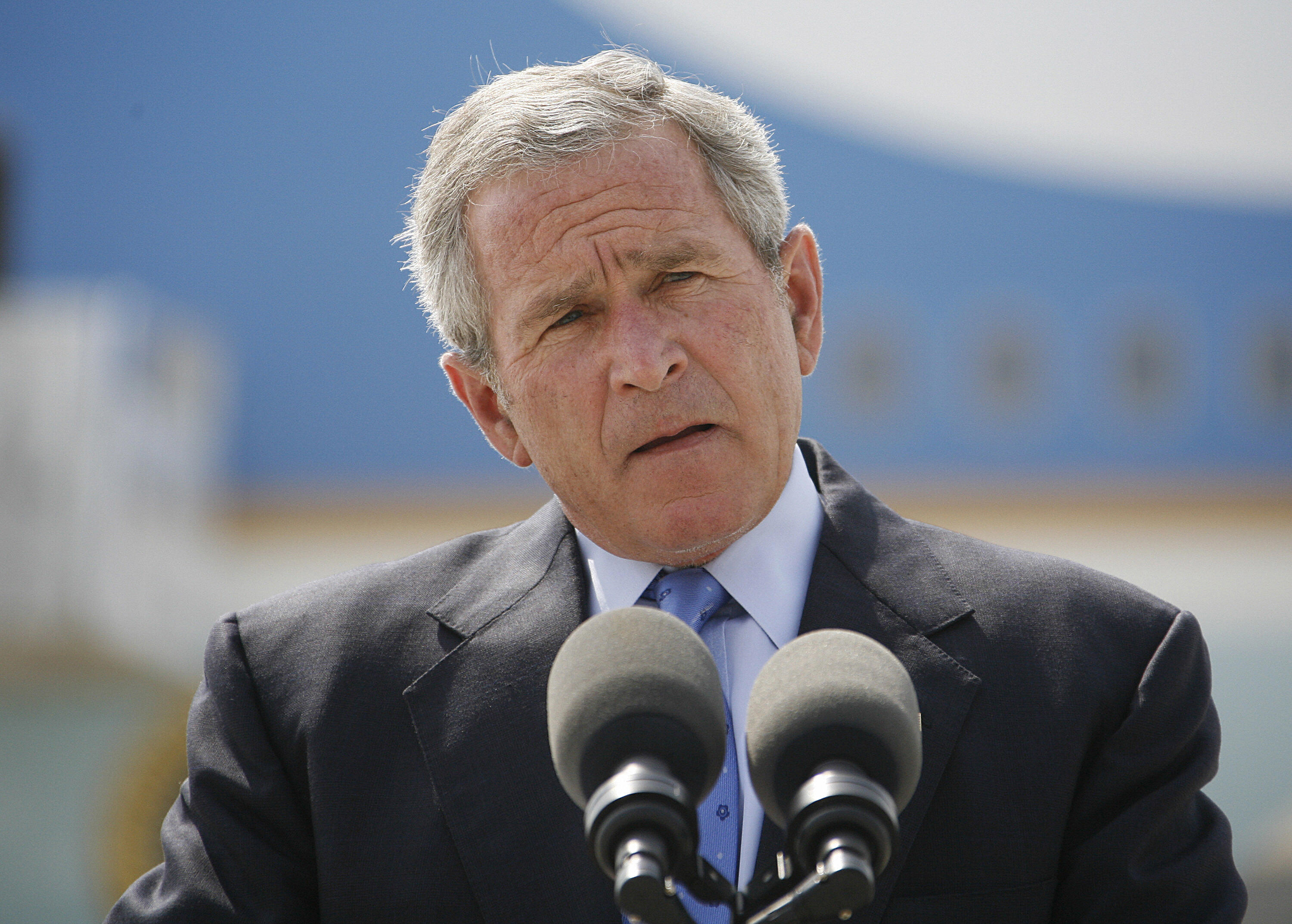 US President George W. Bush speaks