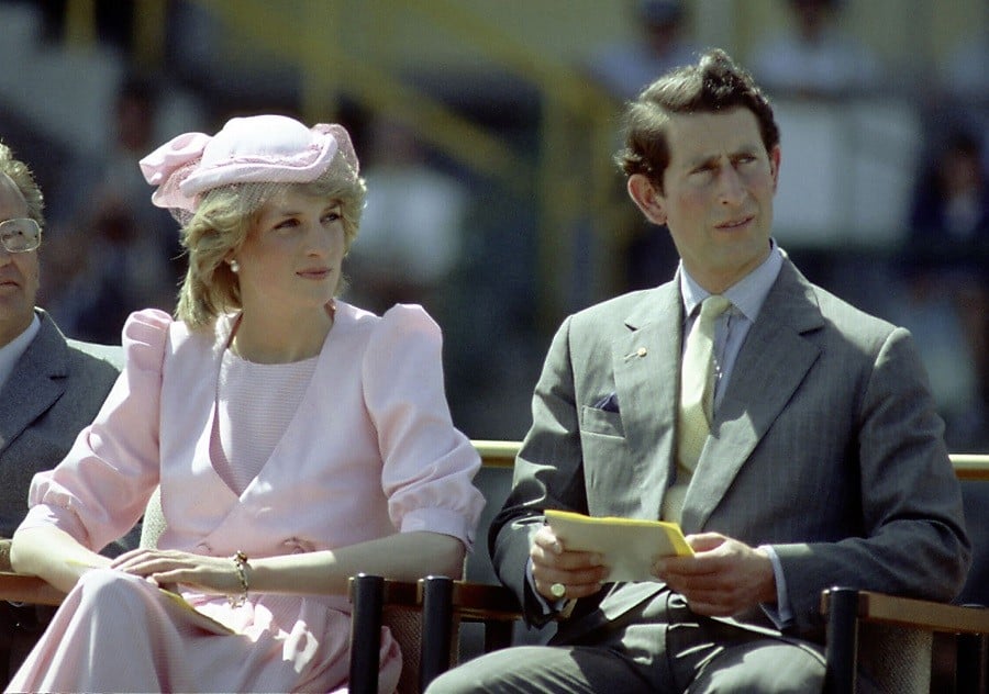 Princess Diana And Prince Charles watch an official event during their first royal Australian tour