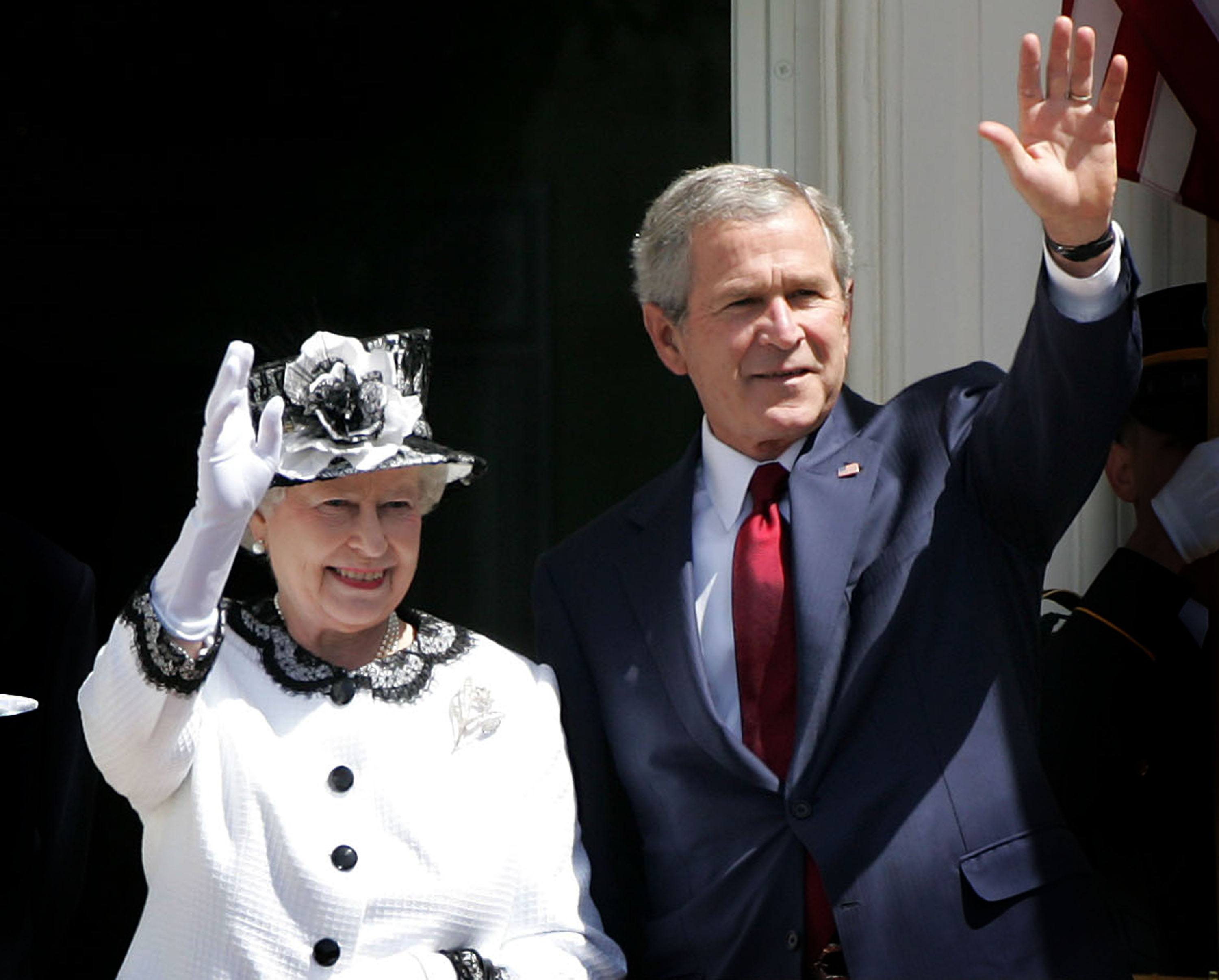Queen Elizabeth and George W Bush