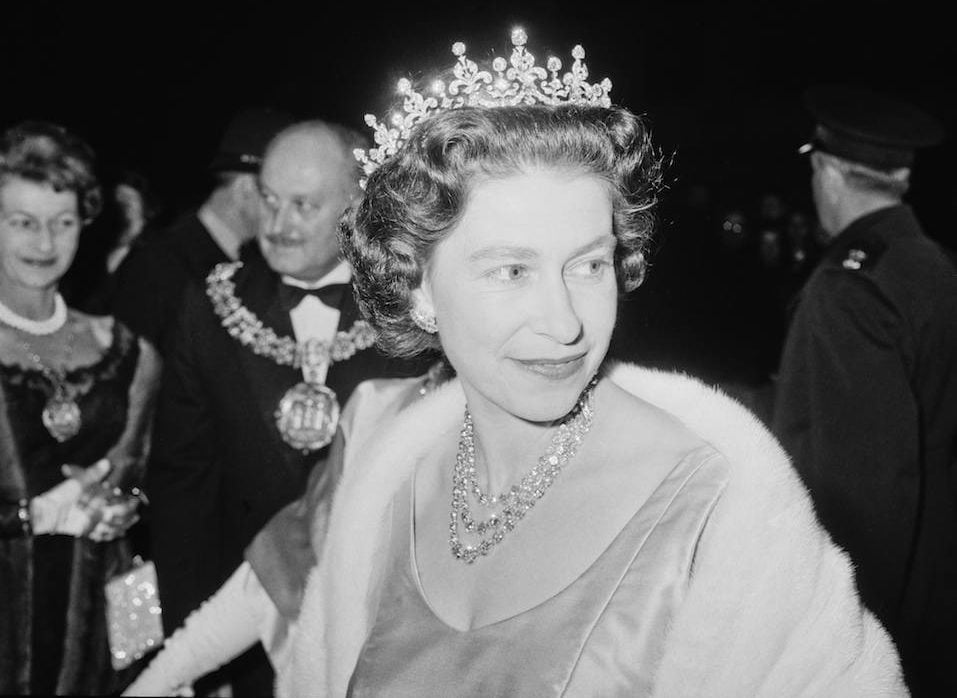 Queen Elizabeth II attends a performance at RADA (the Royal Academy of Dramatic Art