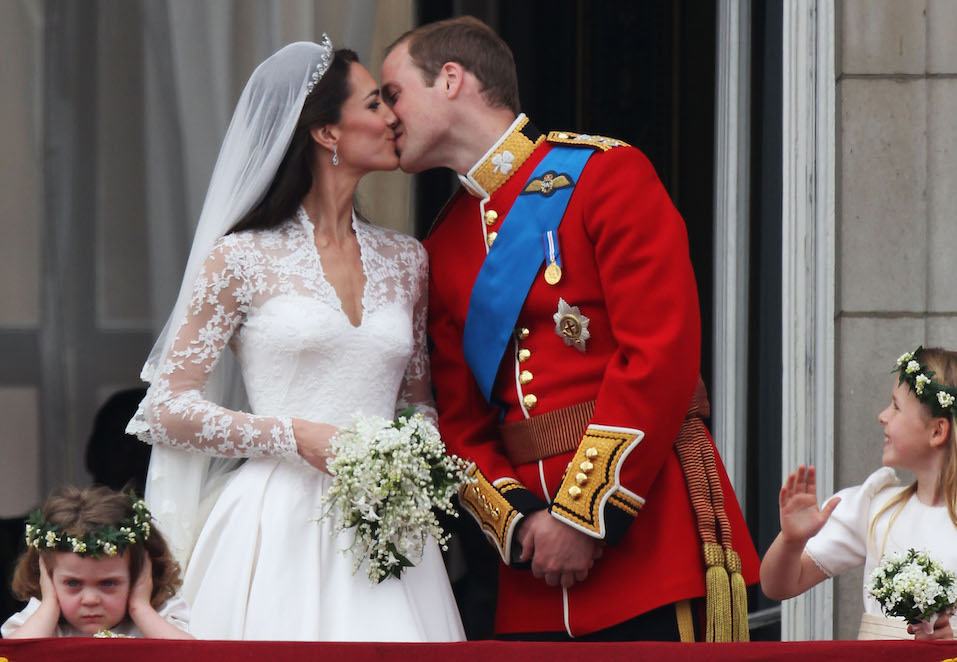 Prince William and Princess Catherine greet well-wishers from the balcony at Buckingham Palace