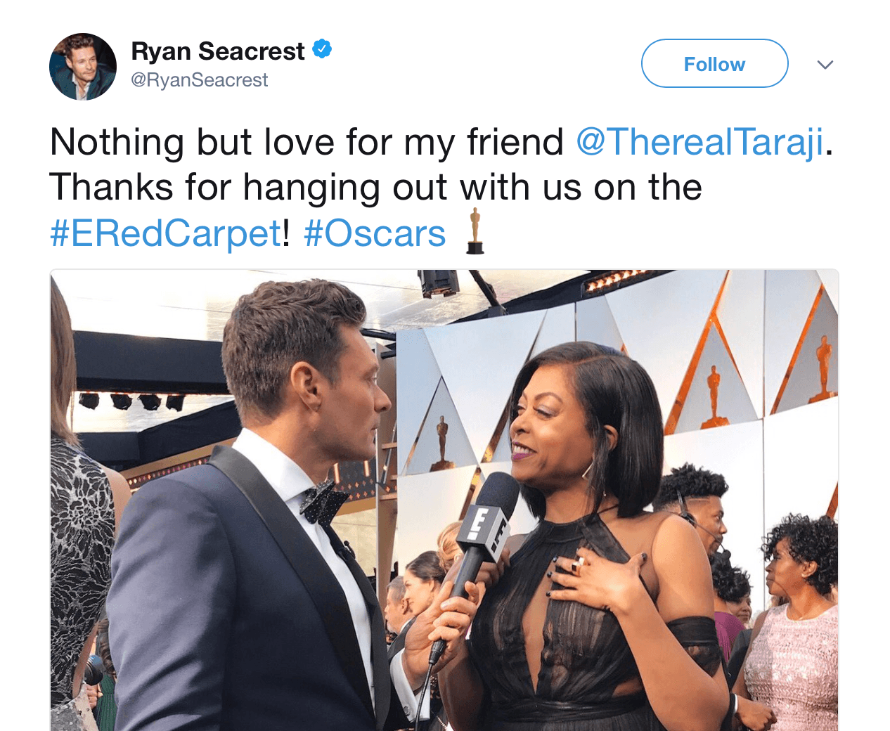 A screenshot of Ryan Seacrest's tweet A screenshot of Ryan Seacrest's tweet
