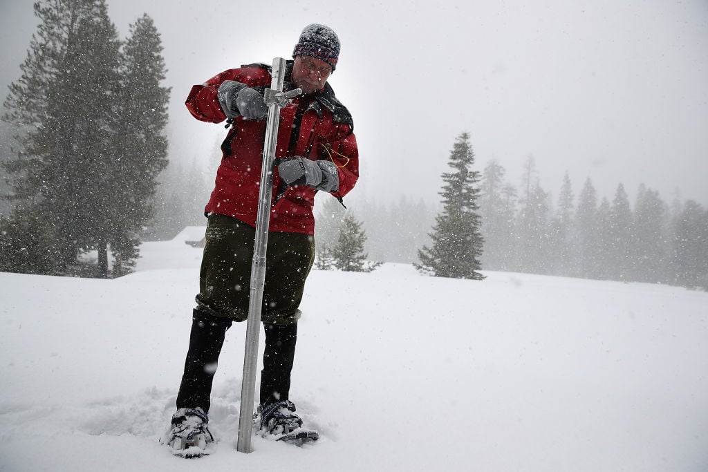 California Dept. Of Water Resources Survey The Snowpack Within The Sierra Nevada Mtns.