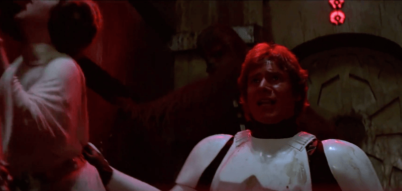 Han Solo in the ship with Princess Leia and Chewbacca. Han Solo in the ship with Princess Leia and Chewbacca.