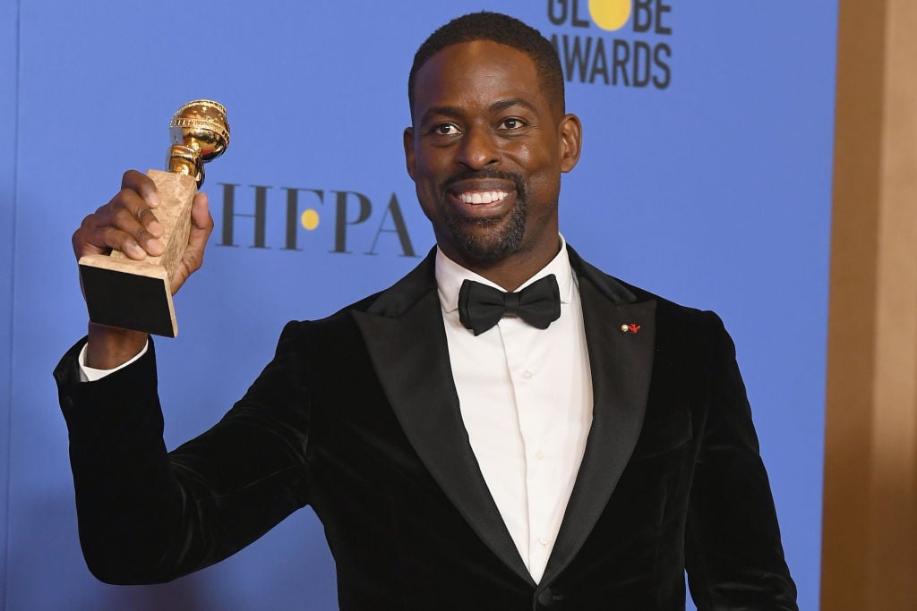 Actor Sterling K. Brown holds his award Actor Sterling K. Brown holds his award