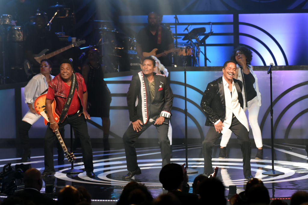 Tito Jackson, Jackie Jackson and Marlon Jackson of The Jacksons performing Tito Jackson, Jackie Jackson and Marlon Jackson of The Jacksons performing