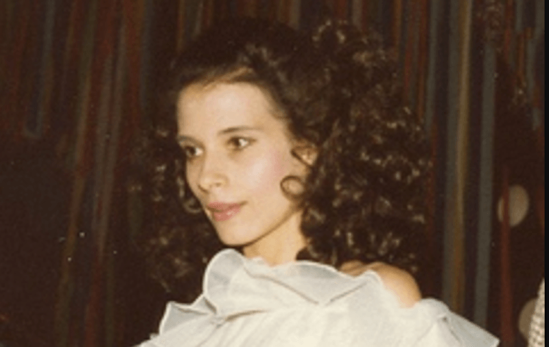 Theresa Saldana wearing a white dress. Theresa Saldana wearing a white dress.