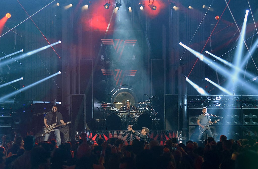 Bassist Wolfgang Van Halen, drummer Alex Van Halen, singer David Lee Roth and guitarist Eddie Bassist Wolfgang Van Halen, drummer Alex Van Halen, singer David Lee Roth and guitarist Eddie