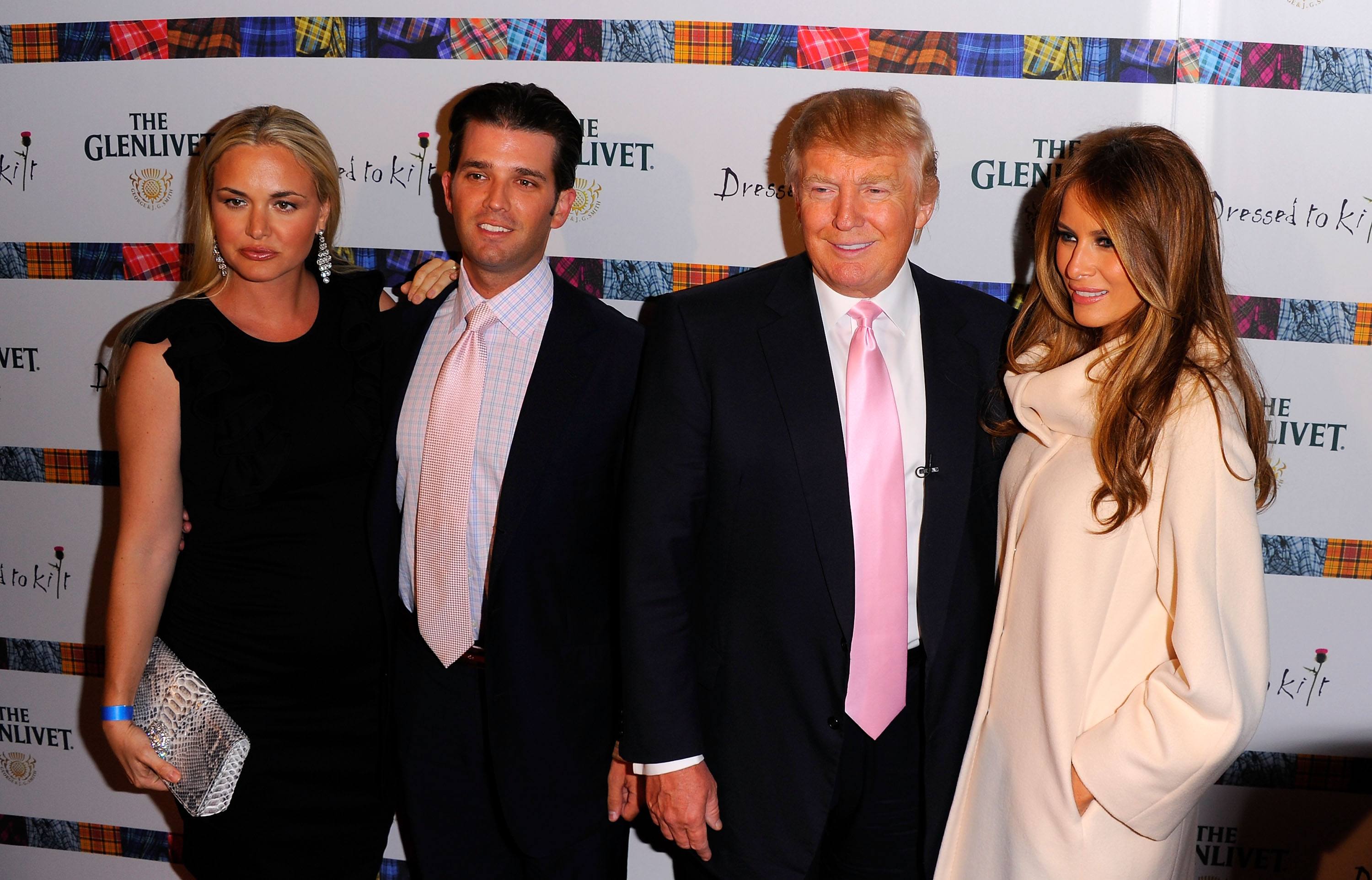 Vanessa Trump, Donald Trump Jr., Donald Trump and Melania Trump posing together.