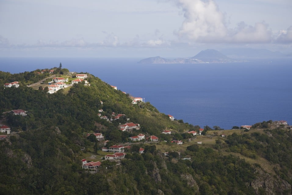 View on the highest part of Windward town on Saba