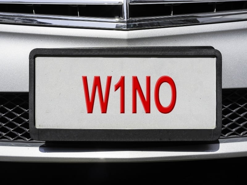 W1NO licence plate