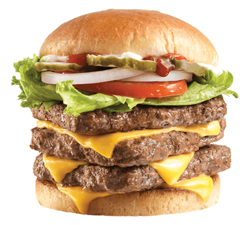 A tall Wendy's burger. A tall Wendy's burger.