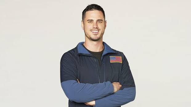 Ben Higgins wears a jacket with the American flag on it