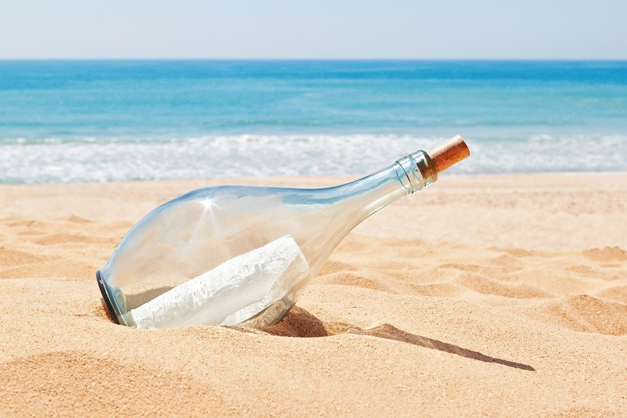 bottle with a letter bottle with a letter