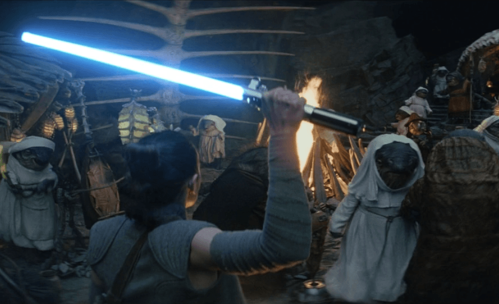 Rey bursts into the caretaker village