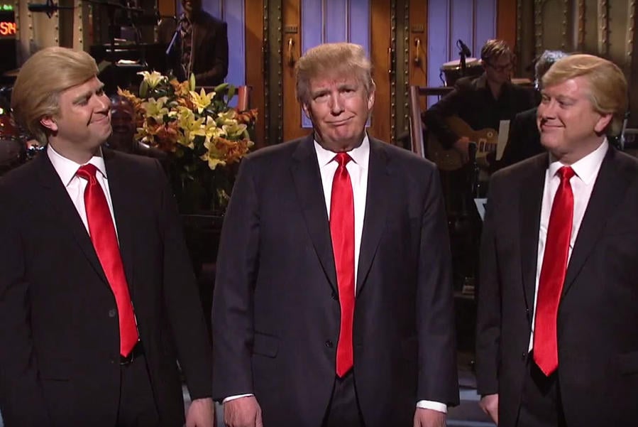 Taran Killam, Donald Trump, and Darrell Hammond on Saturday Night Live
