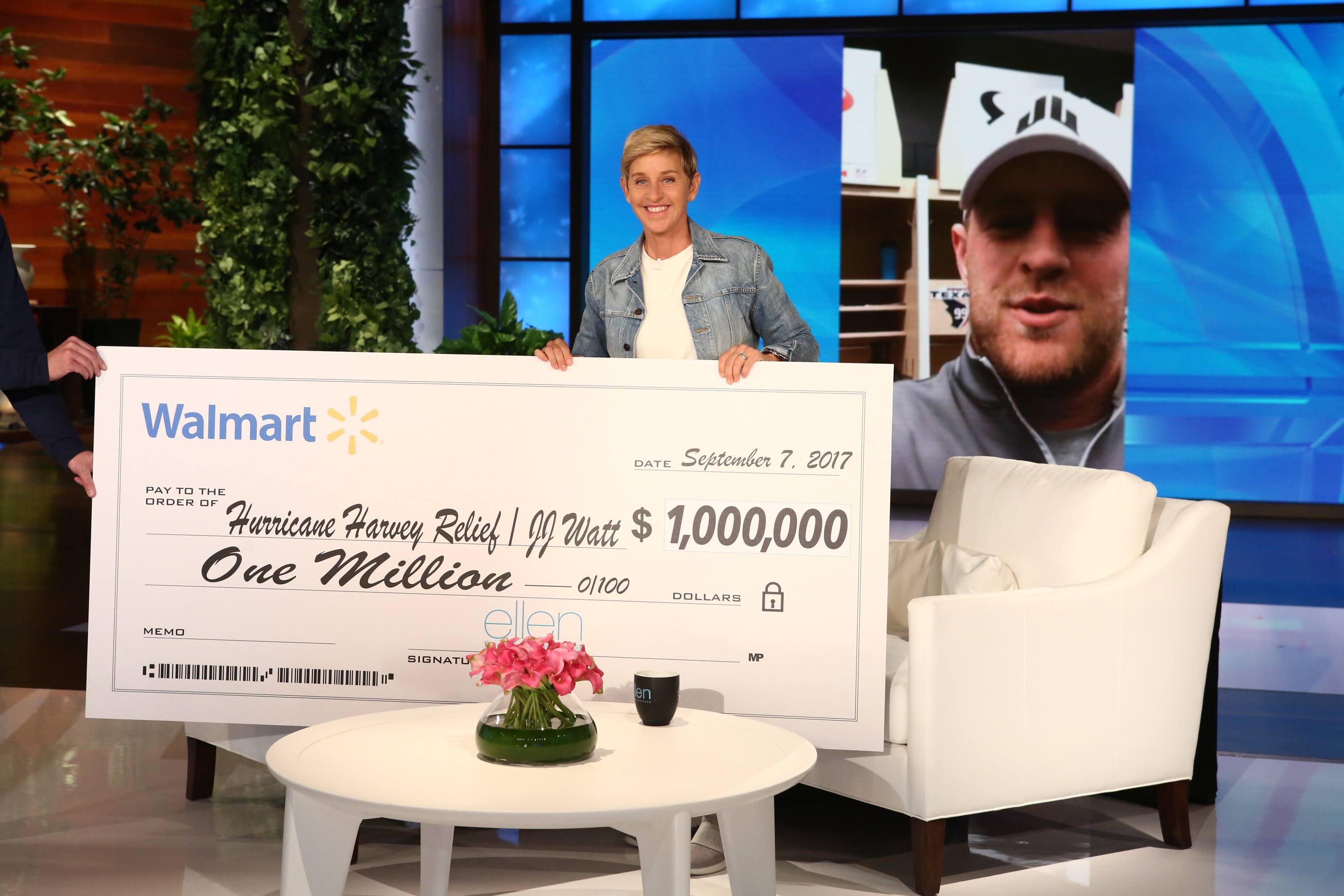 Ellen DeGeneres donating money to Hurricane Harvey relief