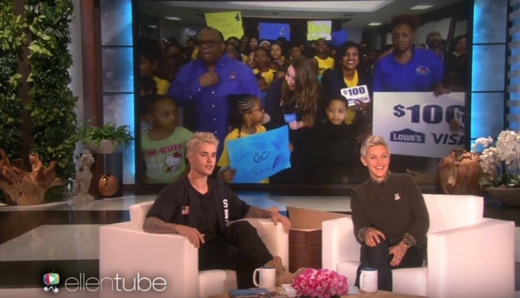 Ellen DeGeneres and Justin Bieber