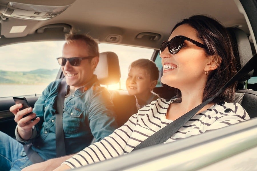 family riding in a car family riding in a car