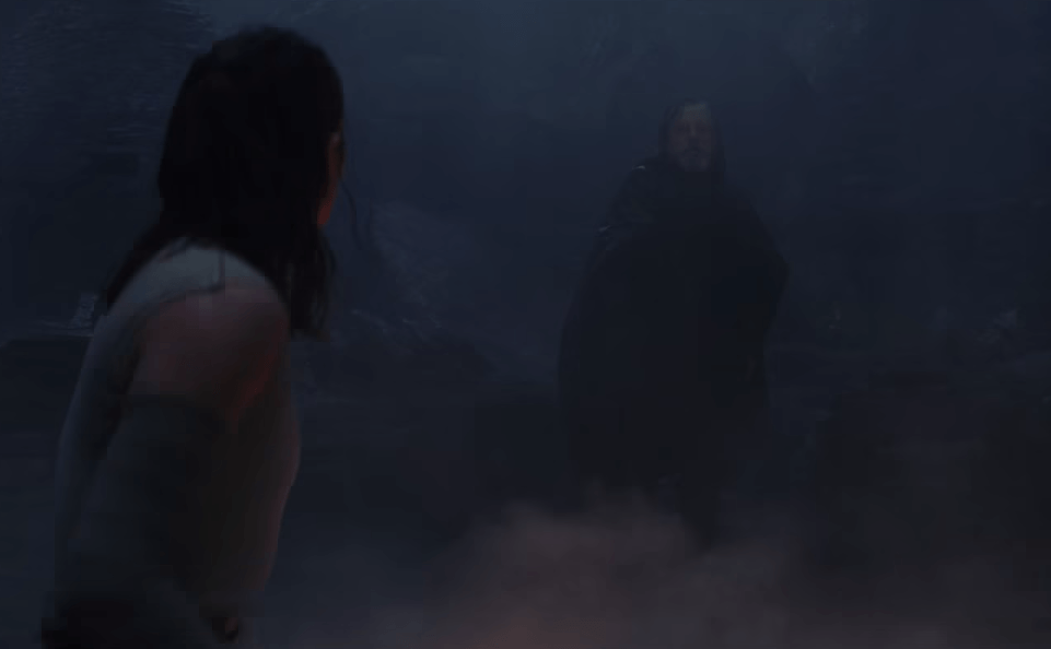 Luke finds Rey speaking with Kylo Ren