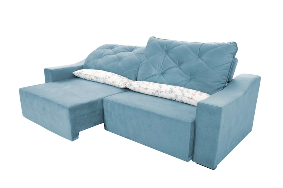 Modern blue suede couch sofa
