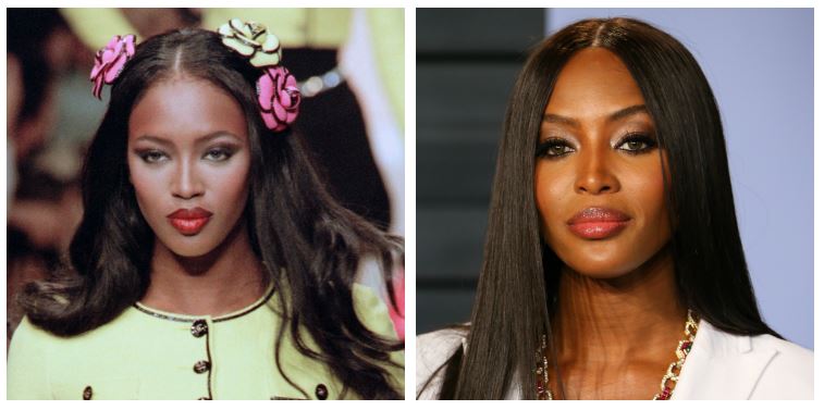 Naomi Campbell then and now