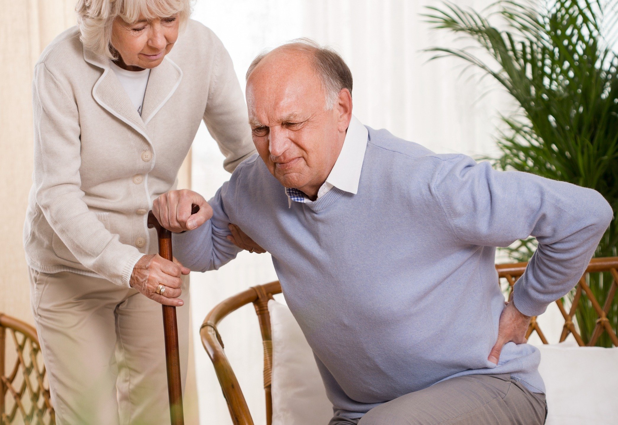 Senior man with knee arthritis