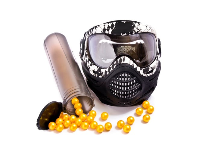 paintballs and mask
