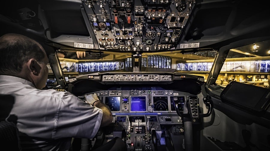 Pilot inside a cockpit