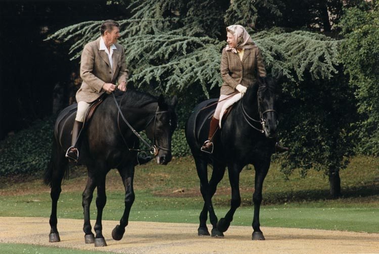 Queen Elizabeth Ronald Reagan ride horses Queen Elizabeth Ronald Reagan ride horses