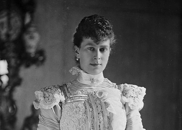 Mary, Duchess of York, formerly Mary of Teck, the consort of the future King George V, circa 1895. Mary, Duchess of York, formerly Mary of Teck, the consort of the future King George V, circa 1895.