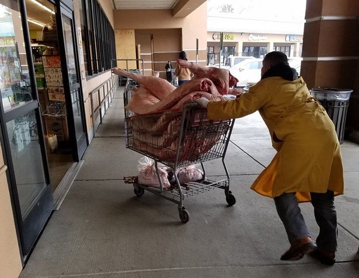 raw meat shopping cart