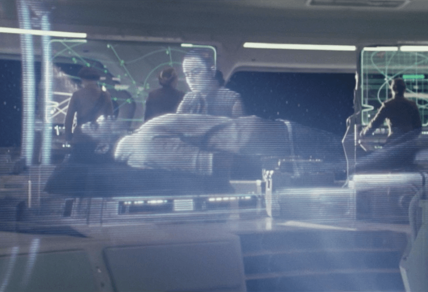 Finn watches a recording in The Last Jedi Finn watches a recording in The Last Jedi