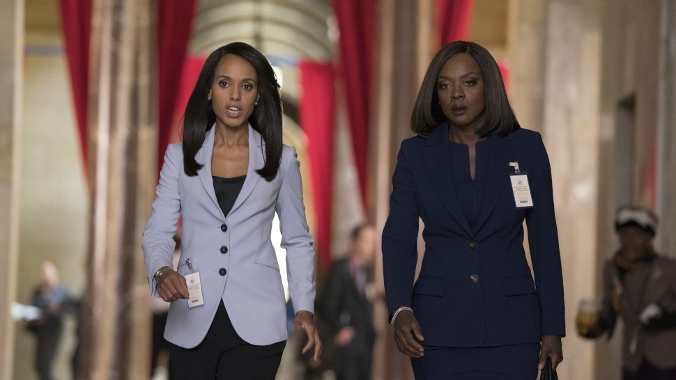 Kerry Washington as Olivia Pope and Viola Davis as Annalise Keating on the Scandal/How to Get Away with Murder crossover 