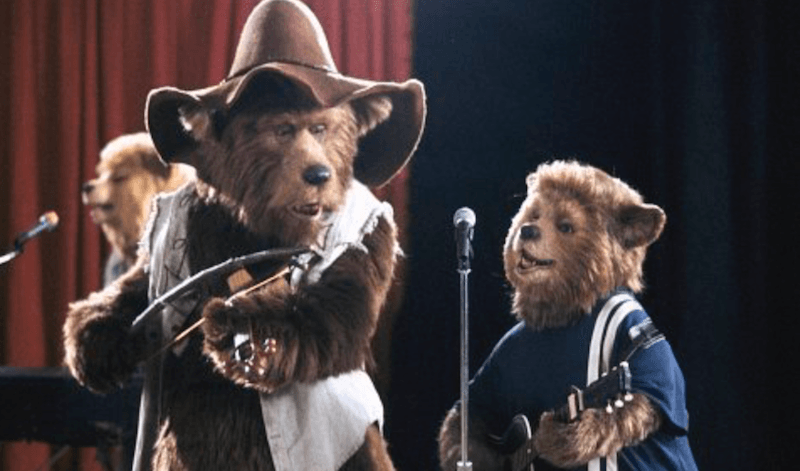 Three bears performing on stage. Three bears performing on stage.