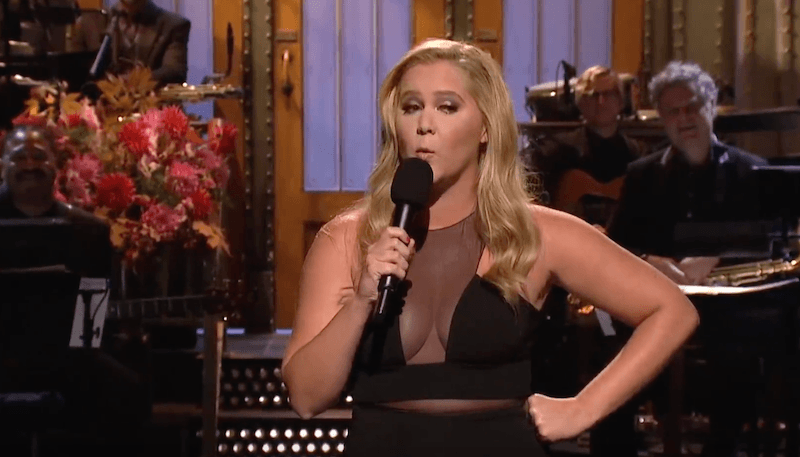 Amy Schumer performing during the opening monologue on 'Saturday Night Live'.