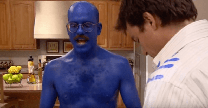 Dr. Tobias Funke covered in blue paint. Dr. Tobias Funke covered in blue paint.
