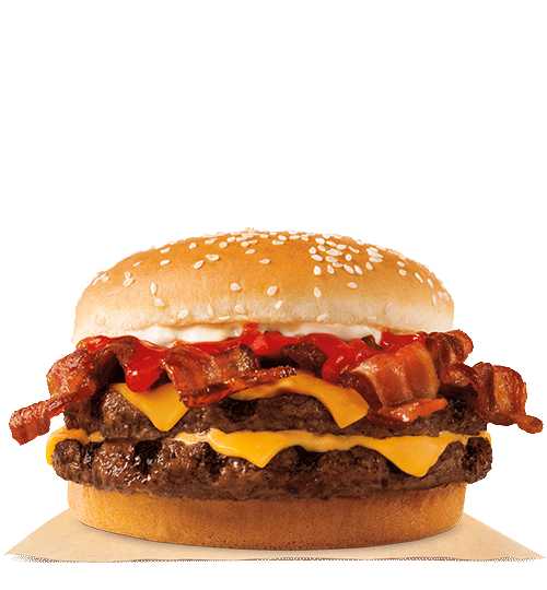 A Burger King sandwich on a white background. 