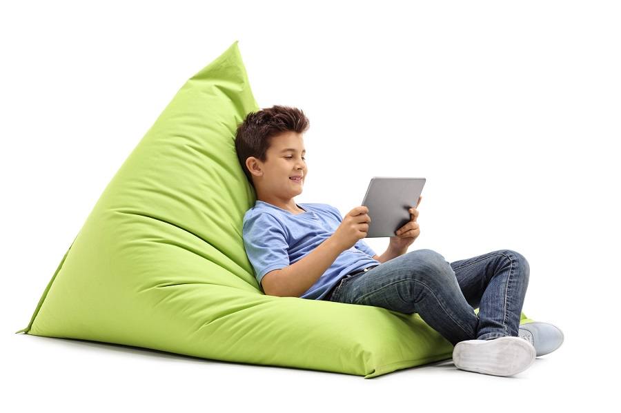 Boy on bean bag Boy on bean bag