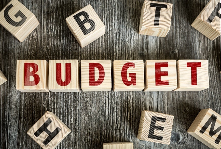 Wooden Blocks with the text: Budget Wooden Blocks with the text: Budget