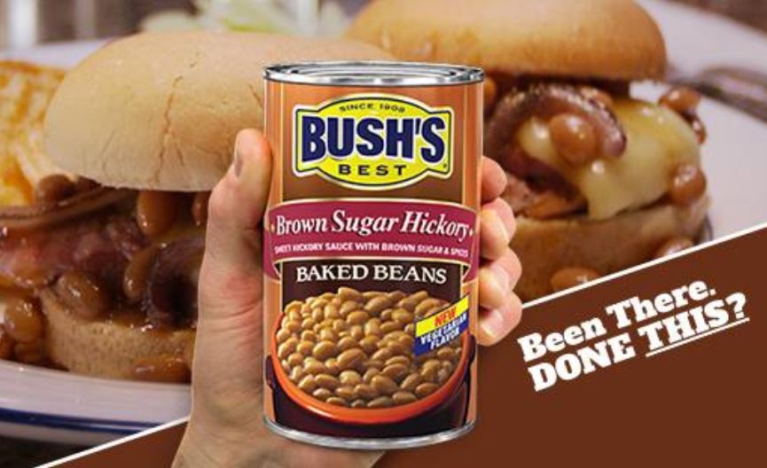 a can of Bush's Brown Sugar Hickory Baked Beans