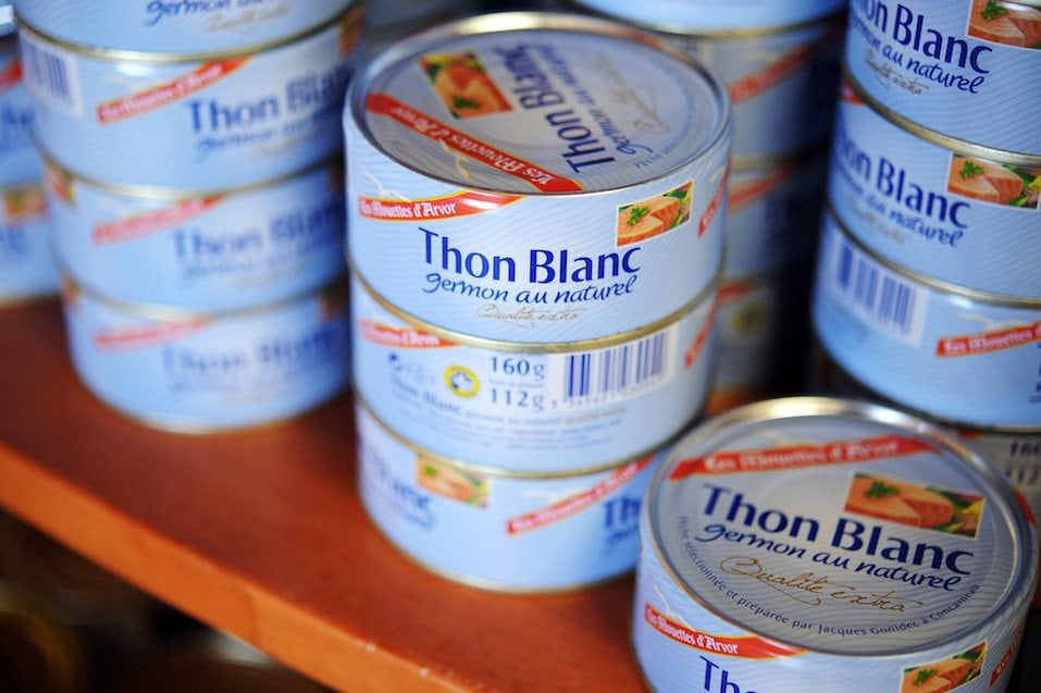 cans of tuna at the Gonidec canning fish factory i