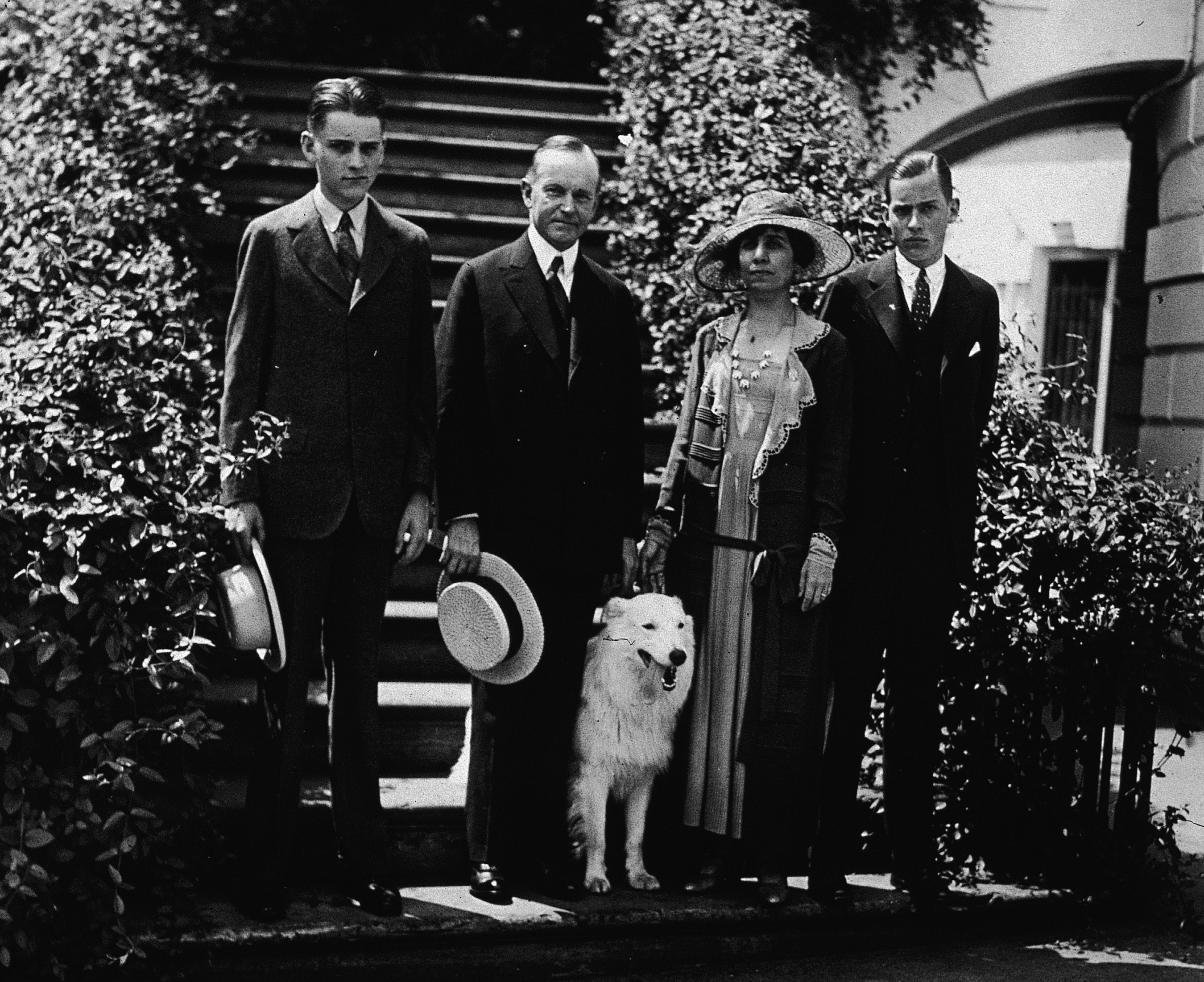 Calvin Coolidge With Family And Dog