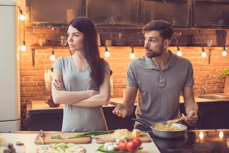 couple arguing in the kitchen couple arguing in the kitchen