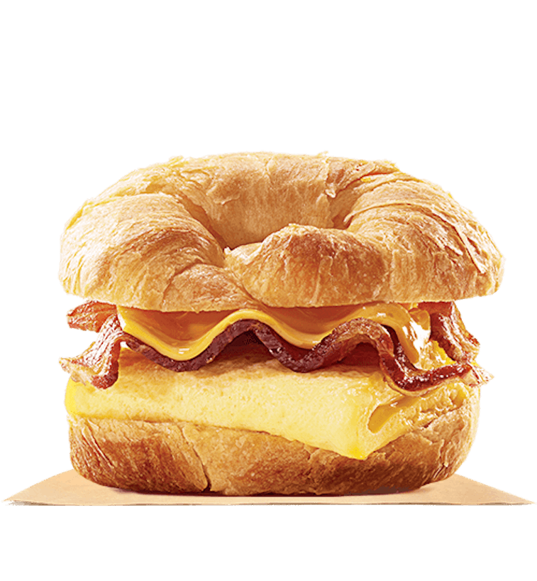 A croissant breakfast sandwich. A croissant breakfast sandwich.