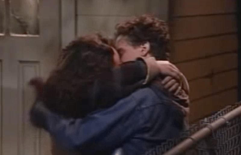 Becky kissing David for the first time. Becky kissing David for the first time.