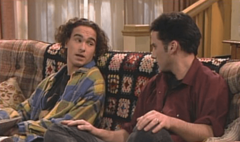 David and Mark sitting on the living room couch. David and Mark sitting on the living room couch.