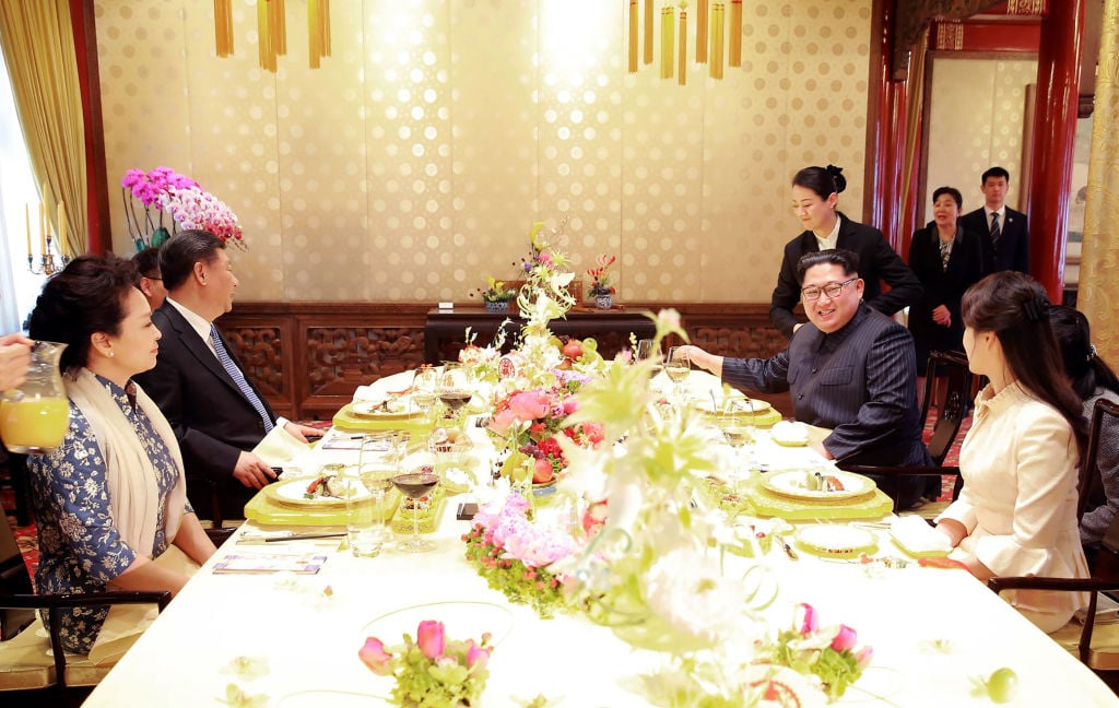 Kim Jong Un and Ri Sol-Ju in China with President Xi Jinping 
